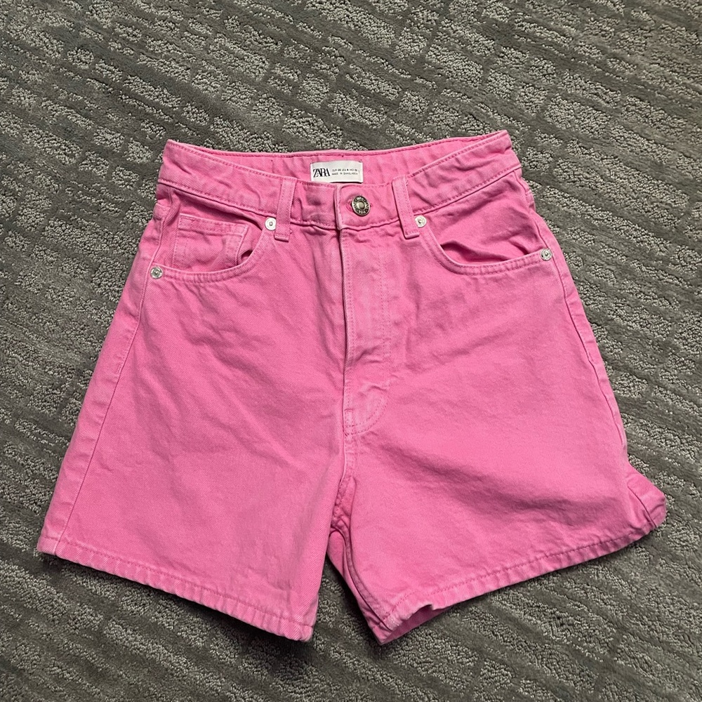 Zara Bright Pink high waisted jean shorts!